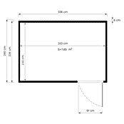 Bertilo Gartenhaus Cubus 3 Office (Außenmaß inkl. Dachüberstand (B x T): 240 x 336 cm, Holz, Anthrazit) | BAUHAUS