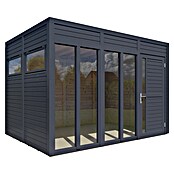 Bertilo Gartenhaus Cubus 3 Office (Außenmaß inkl. Dachüberstand (B x T): 240 x 336 cm, Holz, Anthrazit) | BAUHAUS