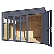 Bertilo Gartenhaus Cubus 3 Office (Außenmaß inkl. Dachüberstand (B x T): 240 x 336 cm, Holz, Anthrazit) | BAUHAUS