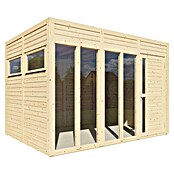 Bertilo Gartenhaus Cubus 3 Office (Außenmaß inkl. Dachüberstand (B x T): 240 x 336 cm, Holz, Naturbelassen) | BAUHAUS