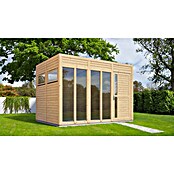 Bertilo Gartenhaus Cubus 3 Office (Außenmaß inkl. Dachüberstand (B x T): 240 x 336 cm, Holz, Naturbelassen) | BAUHAUS
