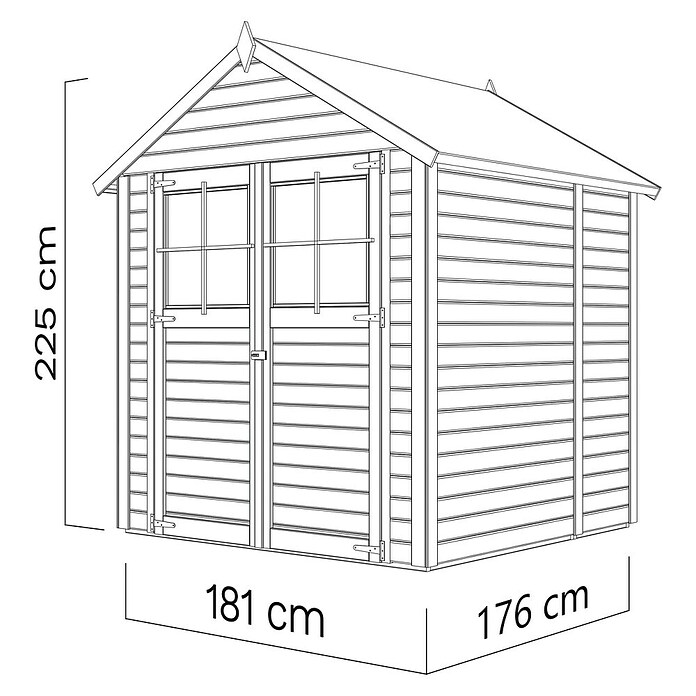 Bertilo Gartenhaus Osterbek (Außenmaß inkl. Dachüberstand (B x T): 191 x 202 cm, Holz, Natur) | BAUHAUS