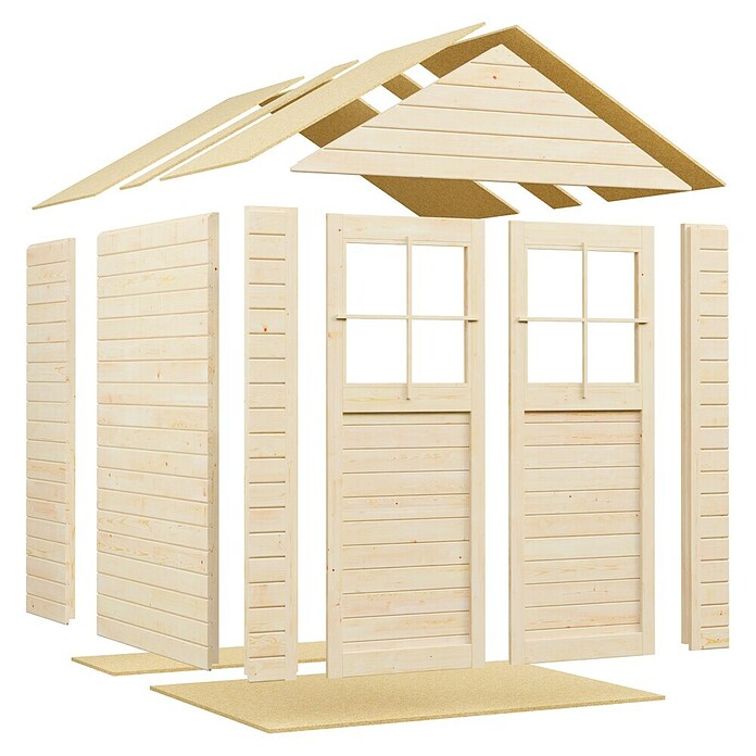 Bertilo Gartenhaus Osterbek (Außenmaß inkl. Dachüberstand (B x T): 191 x 202 cm, Holz, Natur) | BAUHAUS
