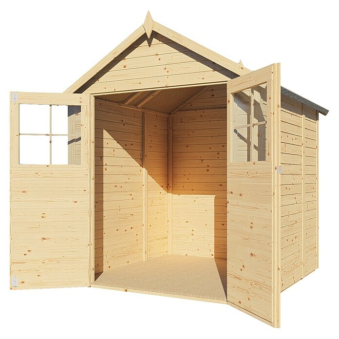 Bertilo Gartenhaus Osterbek (Außenmaß inkl. Dachüberstand (B x T): 191 x 202 cm, Holz, Natur) | BAUHAUS