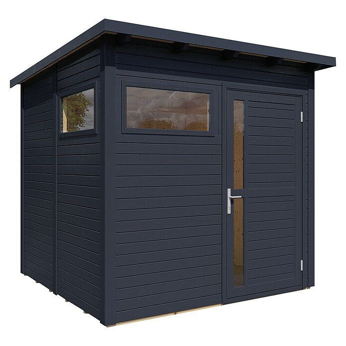 Bertilo Gartenhaus Pentus 2 (Außenmaß inkl. Dachüberstand (B x T): 265 x 246 cm, Holz, Anthrazit) | BAUHAUS