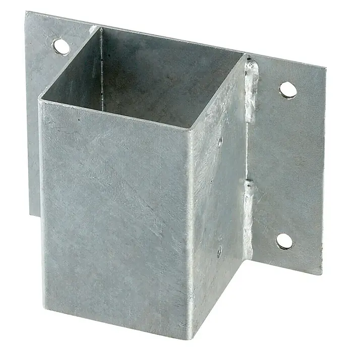 Cerland Soporte mural - L x An: 7 x 7 cm, Acero - Anclaje metálico para montar un poste de madera sobre una superficie sólida. El metal galvanizado proporciona una buena protección contra el óxido.
