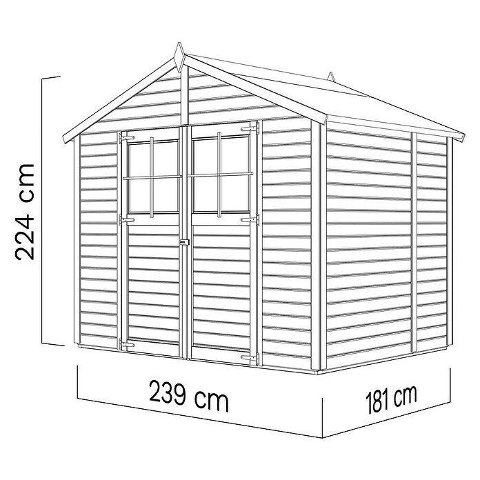 Bertilo Gartenhaus Osterbek (Außenmaß inkl. Dachüberstand (B x T): 191 x 259 cm, Holz, Natur) | BAUHAUS