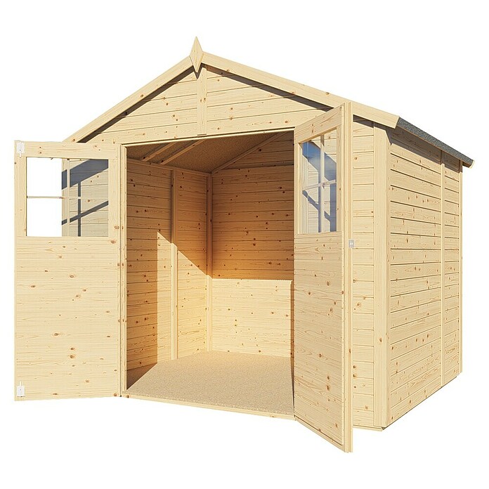 Bertilo Gartenhaus Osterbek (Außenmaß inkl. Dachüberstand (B x T): 191 x 259 cm, Holz, Natur) | BAUHAUS