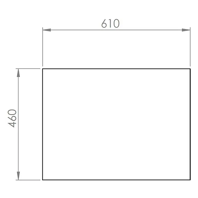 Artysan Encimera para lavabo Luxury - 46 x 61 x 2 cm, White gold - Esquema de un rectángulo, con medidas de 610 x 460, ideal para dibujos técnicos y dimensiones de producto.