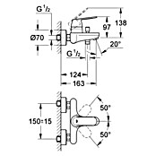 Grohe Eurosmart Cosmopolitan Badewannenarmatur (Ausladung Armatur: 163 mm, Chrom, Glänzend) | BAUHAUS