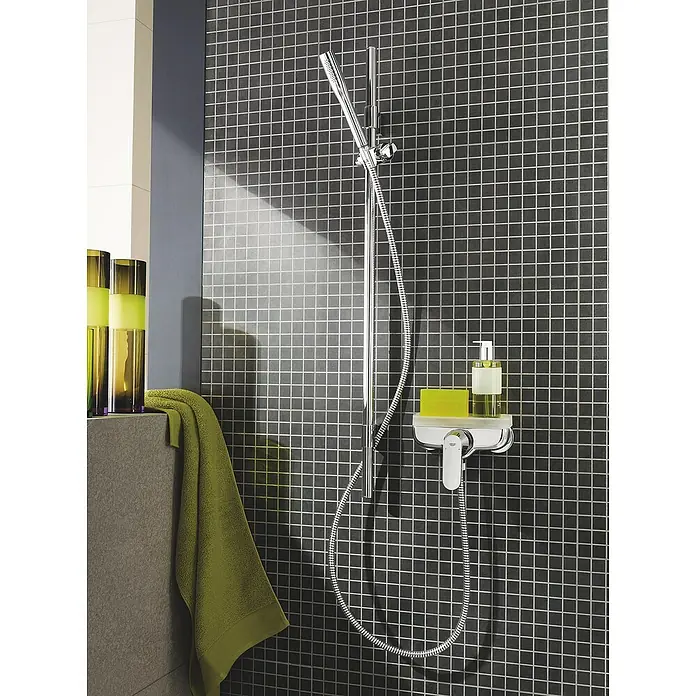 Grohe Eurosmart Cosmopolitan Grifo monomando de ducha - Cromo, Brillante - Sistema de ducha cromado con teleducha, barra y monomando con estante.