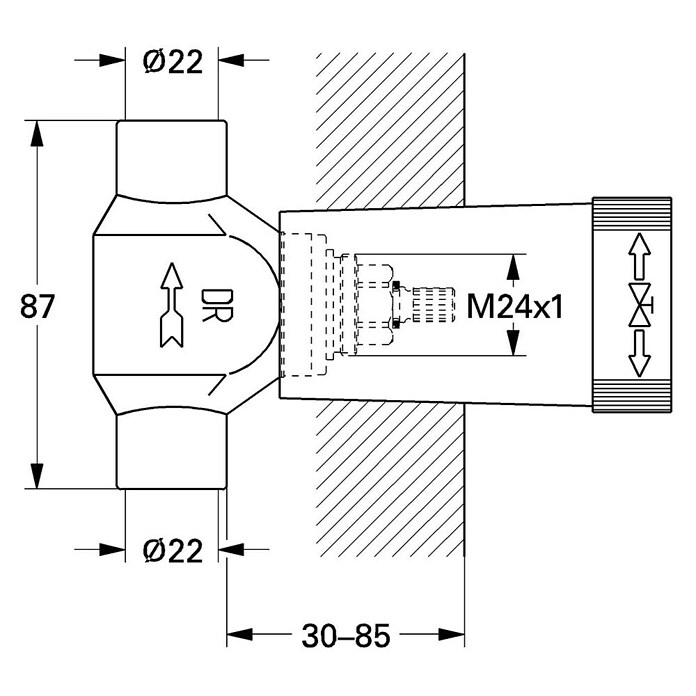 Grohe Unterputzventil-Unterteil (¾″, Lötanschluss, 22 mm)