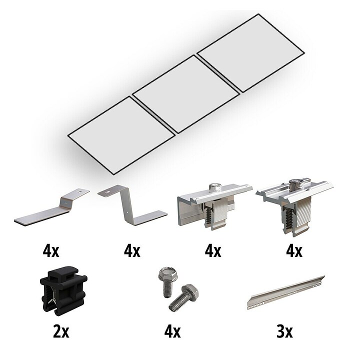 Solavento Befestigungs-Set (Passend für: 3 Solarmodule, Witterungsbeständig, Geeignet für: Flachdach, Gesamtstückzahl: 25 Stk.) | BAUHAUS
