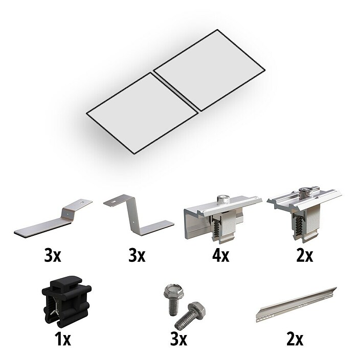 Solavento Befestigungs-Set (Passend für: 2 Solarmodule, Witterungsbeständig, Geeignet für: Flachdach, Gesamtstückzahl: 17 Stk.) | BAUHAUS