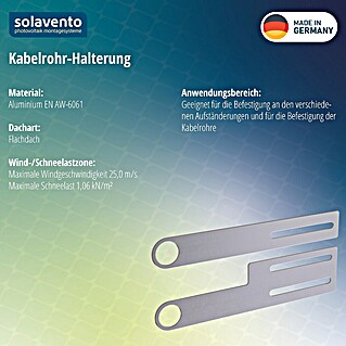 Solavento Kabelrohr-Halterung Kabel (Geeignet für: Flachdach, Ost-West- und Süd- Ausrichtung)