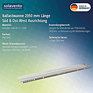 Solavento Ballastschale (Länge: 20,5 cm, Geeignet für: Flachdach)