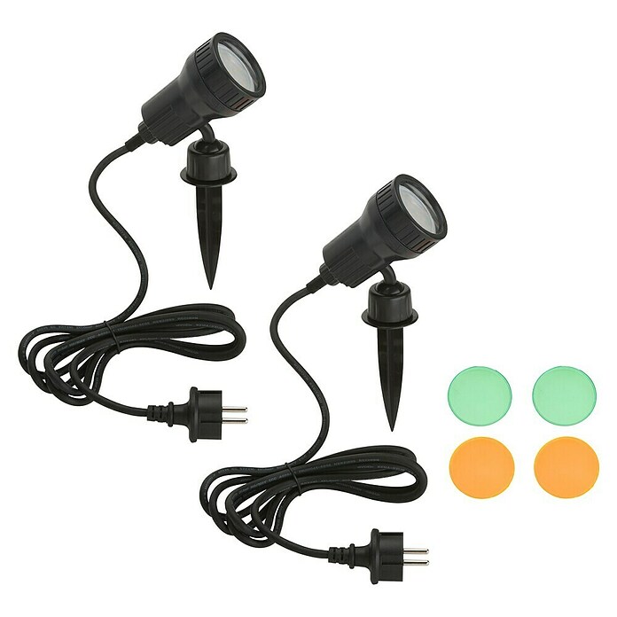 Starlux Foco de jardín LED (2 luces, 6 W, 2 x estaca, IP44, LED)