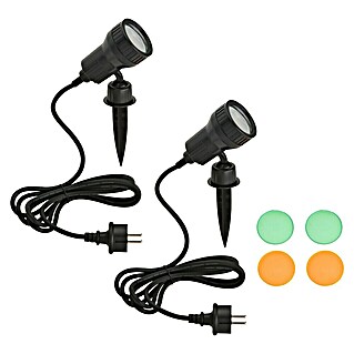 Starlux Foco de jardín LED (6 W, Negro, IP44, LED, Número de bombillas: 2 ud.)