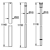 Grohe Ersatz-Brauserohr Euphoria / Rainshower (Passend für: Rainshower / Euphoria Duschsysteme, Metall, 114 cm) | BAUHAUS