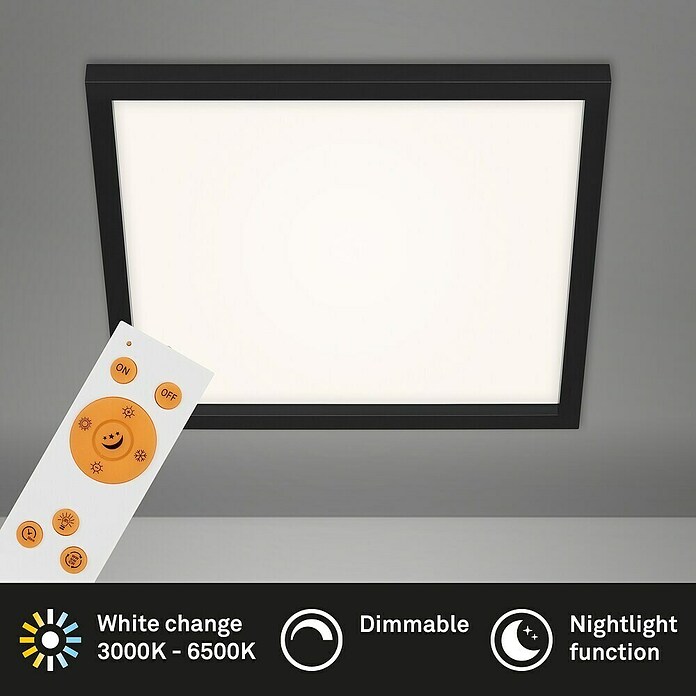 Briloner LED-Panel (24 W, L x B x H: 44,5 x 44,5 x 8 cm, Schwarz, Warmweiß) | BAUHAUS