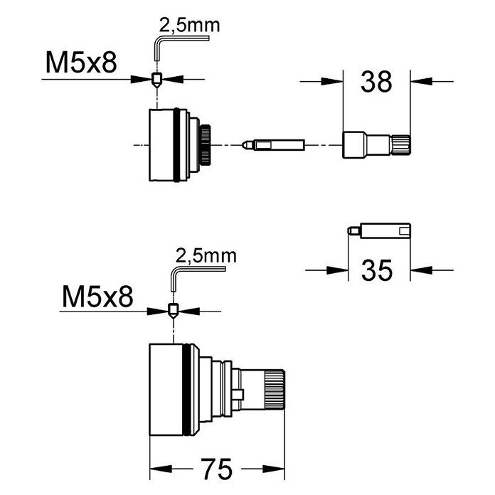 Grohe Verlängerungs-Set (Passend für: Grohe Unterputz-Körper Rapido T, Gesamtumfang: 8 -tlg.) | BAUHAUS