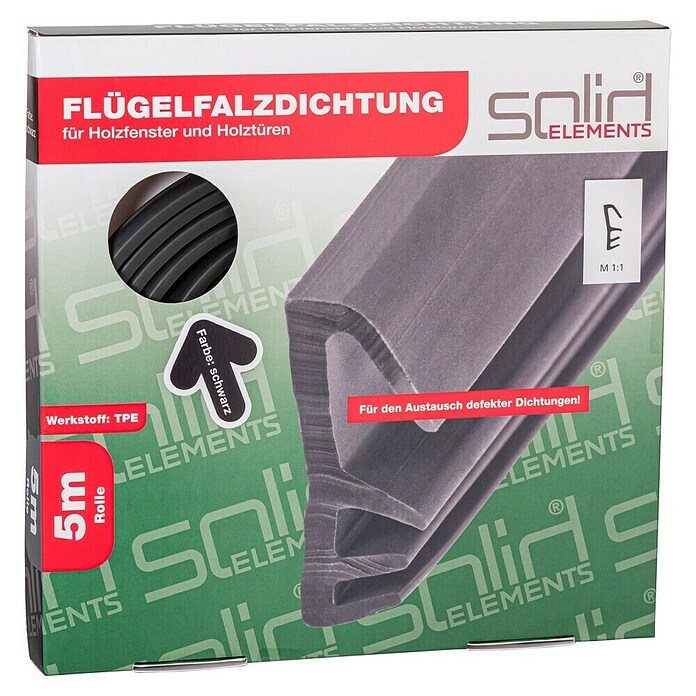 Solid Elements Fensterdichtung (Schwarz, 5 m, Passend für: Holzfenster und -türen) | BAUHAUS