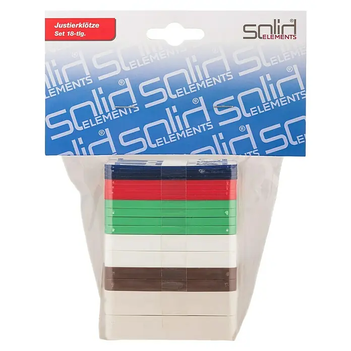 Solid Elements Justierklötze - 18 Stk., Passend für: Fenster- und Türenmontage - Ein Set mit 18 Justierklötzen von Solid Elements, ideal zum Ausrichten und Nivellieren in verschiedenen Anwendungen.