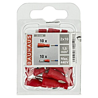 BAUHAUS Kabelschuhsortiment Set isoliert (1,5 mm, 10 x Rundstecker, 10 x Rundsteckhülse)