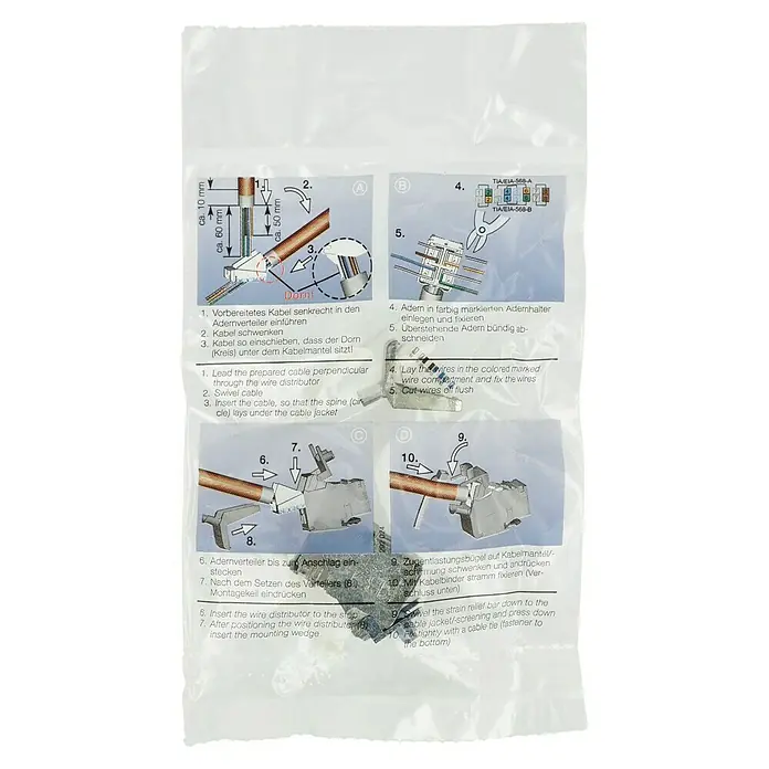 ABB - Striebel & John IP-Patchmodul ZE310 - RJ45-Buchse, L x B x H: 66,7 x 18 x 73 mm - Anleitung zur Installation eines RJ45-Steckers.