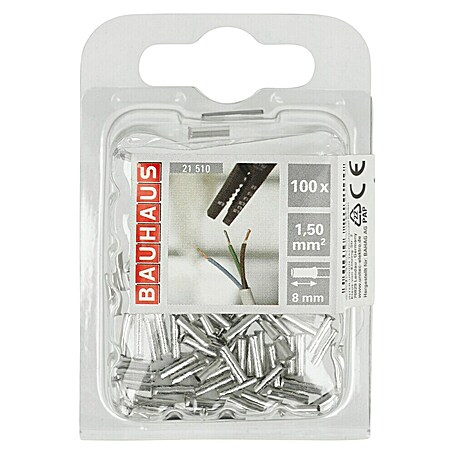 BAUHAUS Aderendhülse (Metall, 100 Stk., 1,5 mm² x 8 mm)