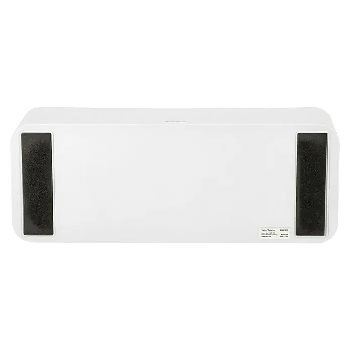 Hama Kabelbox Maxi - Weiß, L x B x H: 40,6 x 15,6 x 13,5 cm - Weiße Kabelbox mit schwarzen Anti-Rutsch-Füßen und Produktinformationsetikett.