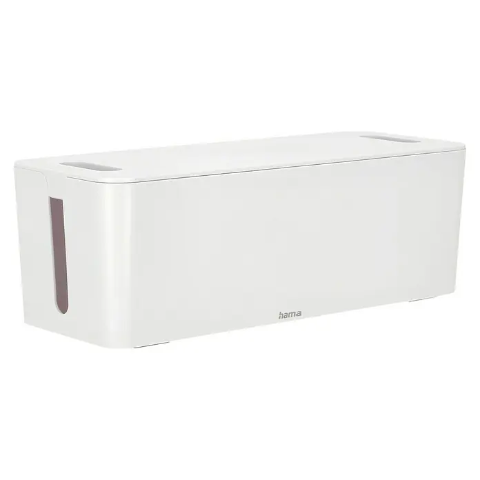 Hama Kabelbox Maxi mit Kabelführung im Deckel - Weiß - Weiße Hama Kabelmanagement-Box mit Schlitzen zur Kabelführung.