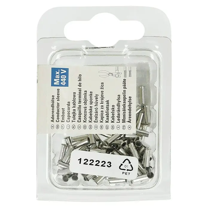 UniTEC Aderendhülse - 2,5 mm² x 7 mm, 100 Stk. - Aderendhülsen-Set in transparenter Verpackung. Ideal für sichere elektrische Verbindungen bis 440V.