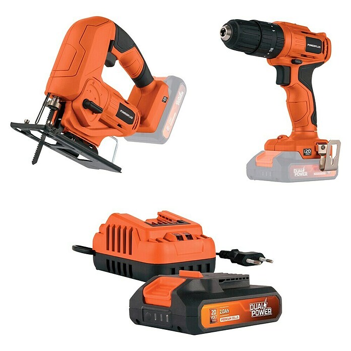 PowerPlus Juego de máquinas POWDPO3000 (20 V, 1 batería, 2 Ah, 4 pzs.) | BAUHAUS