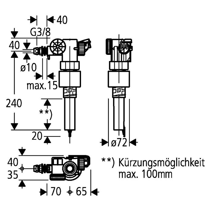Grohe Universal-Füllventil (⅜″, Passend für: Unterputz-Spülkästen 6 l)