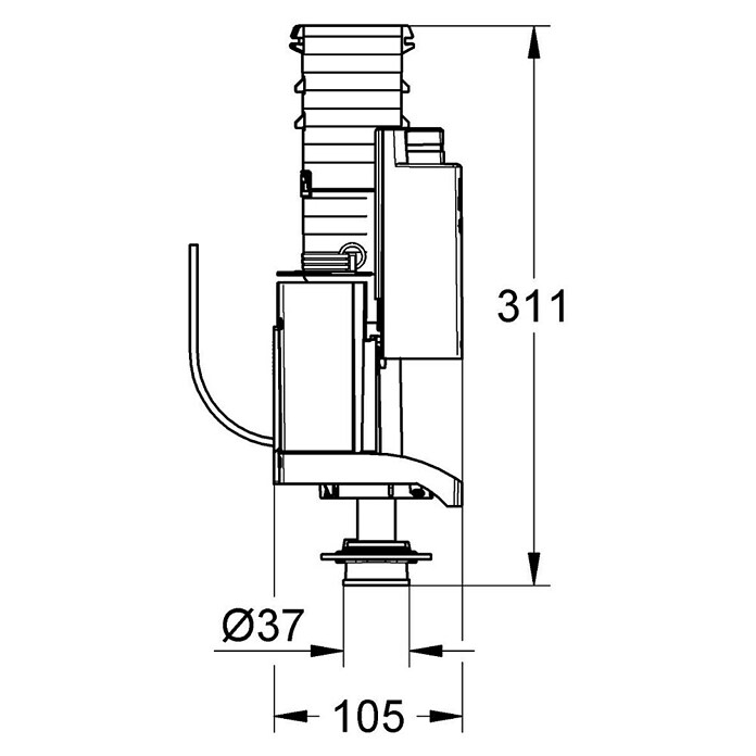 Grohe Ablaufventil (Mit Verlängerungsrohr, Geeignet für: 2-Mengen-Spülkästen)