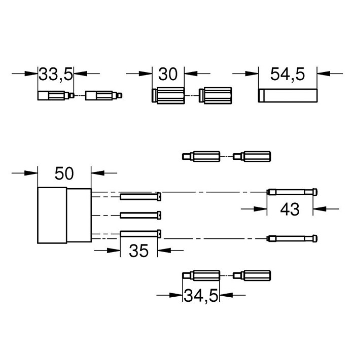 Grohe Verlängerungs-Set (Passend für: Grohe Unterputz-Universal-Armatur 1/2″, Durchmesser: 50 mm) | BAUHAUS