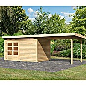 Karibu Gartenhaus Kandern 7 (364 x 244 cm, Wandstärke: 28 mm, Flachdach, Ausführung: Mit Anbau)