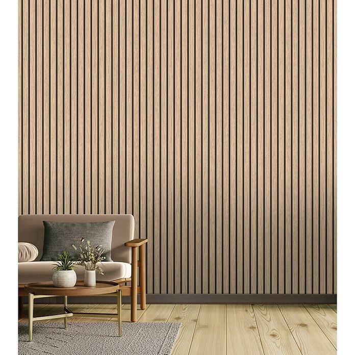 Tesa Rasch Strukturtapete Akustikpaneel-Optik (Selbstklebend, Braunbeige, Holzoptik, 6 x 0,53 m) | BAUHAUS