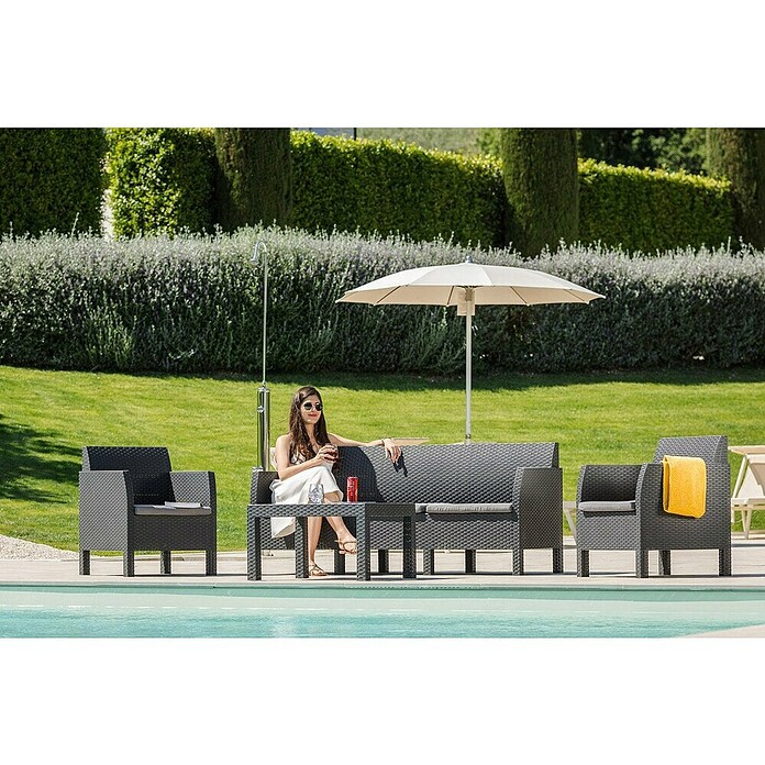 Toomax Loungemöbel-Set Matilde (Rattan-Optik, Kunststoff, Anthrazit, 5 -tlg.) | BAUHAUS