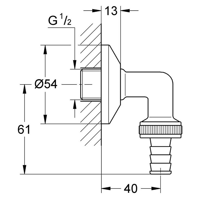 Grohe Wandanschlussbogen Eggemann (½″, Chrom, Höhe: 6,1 cm) | BAUHAUS