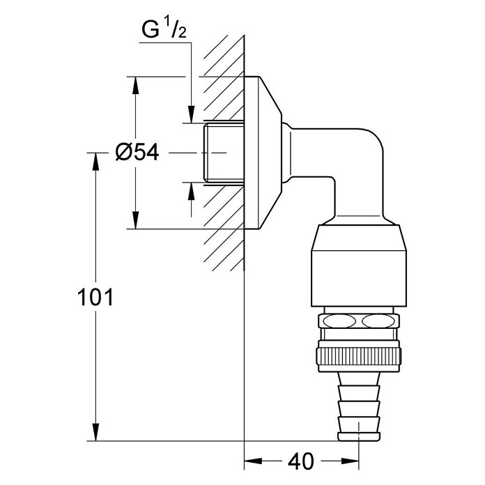 Grohe Wandanschlussbogen Eggemann (½″, Chrom, Höhe: 10,1 cm) | BAUHAUS