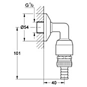 Grohe Wandanschlussbogen Eggemann (½″, Chrom, Höhe: 10,1 cm) | BAUHAUS