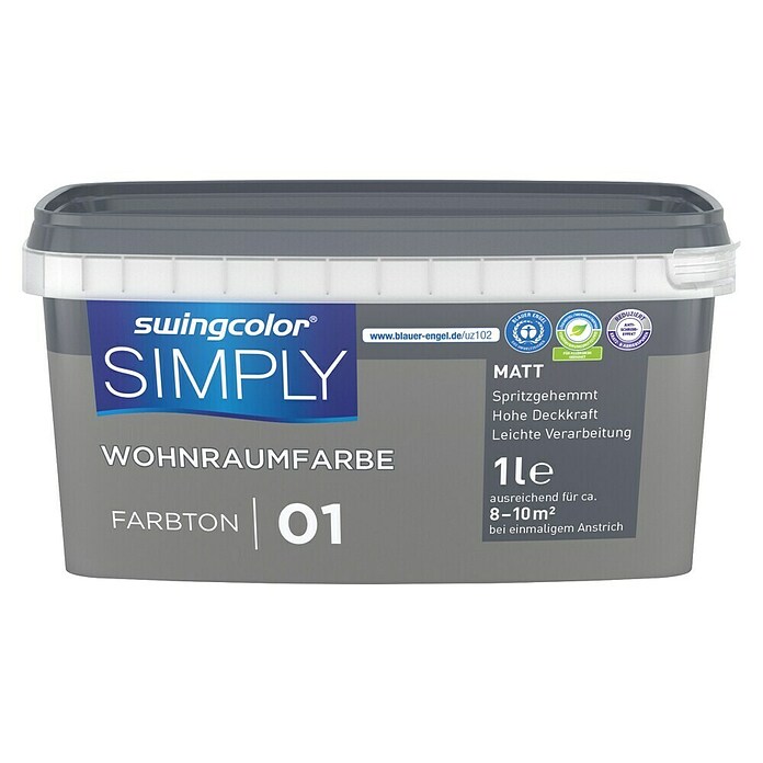 swingcolor Boja za zid Simply  (Siva – br. 01, Mat, 1 l) | BAUHAUS