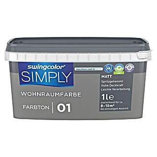 swingcolor Boja za zid Simply (Siva – br. 01, Mat, 1 l)