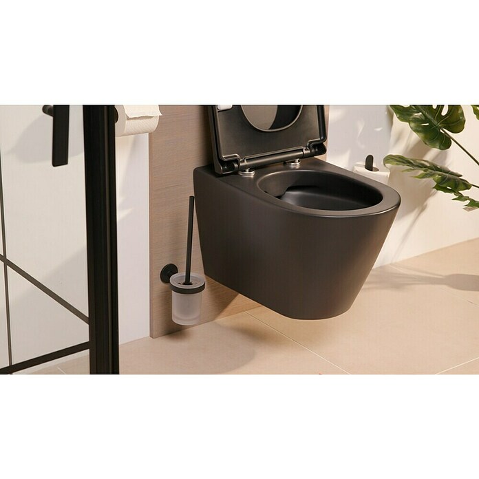 Lenz WC-Bürstengarnitur Nero (Metall, Schwarz, B x H: 9,4 x 35 cm) | BAUHAUS