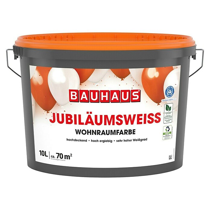 BAUHAUS Wandfarbe Jubiläumsweiß (Weiß, Matt, 10 l, Konservierungsmittelfrei) | BAUHAUS