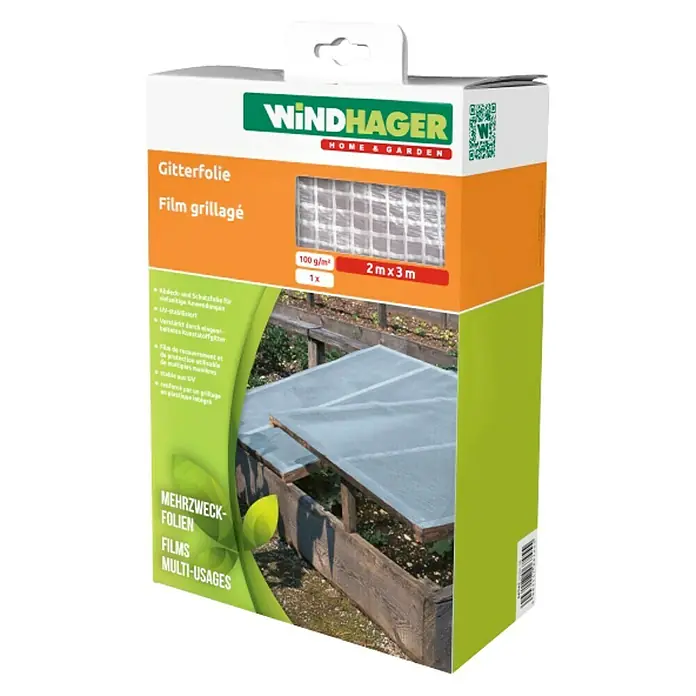 Windhager Gitterfolie Standard - L x B: 6 x 2 m, Weiß - Eine Packung Windhager Gitterfolie für Haus und Garten, 2m x 3m, Mehrzweckfolie für vielfältige Anwendungen.