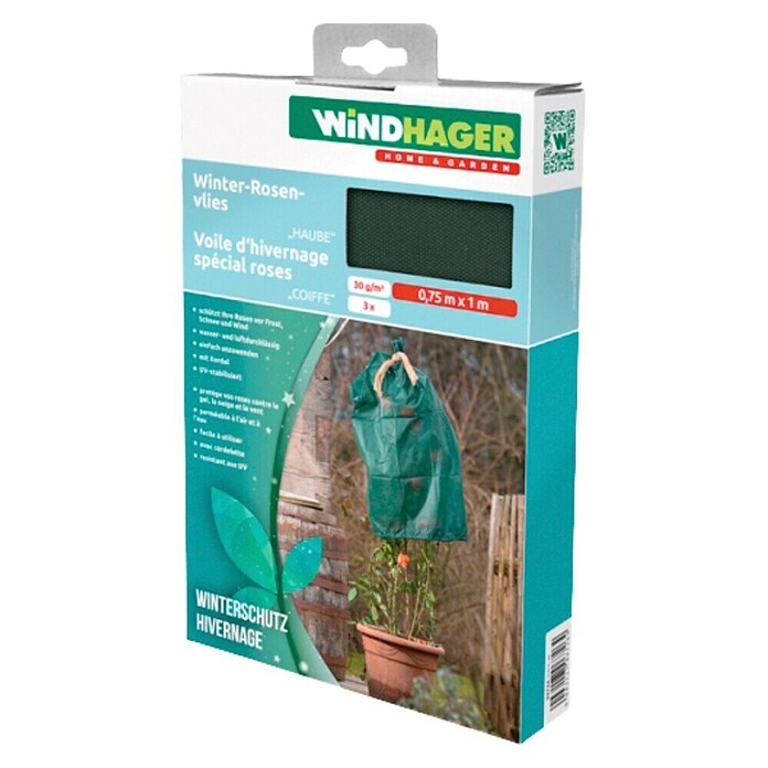 Windhager Winterschutzvlies Rosen-Haube (B x H: 75 cm x 1 m, Grün, Grammatur: 30 g/m², 3 Stk.)