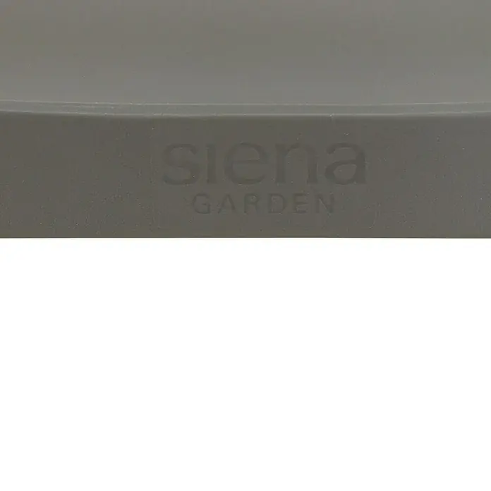 Siena Garden Urban Lights Gartenmöbel-Set Lane Stuhl/Paco Tisch - 5 -tlg., Polypropylen, Grau/Anthrazit - Nahaufnahme einer Oberfläche mit dem Aufdruck "siena GARDEN", ideal für den Außenbereich.